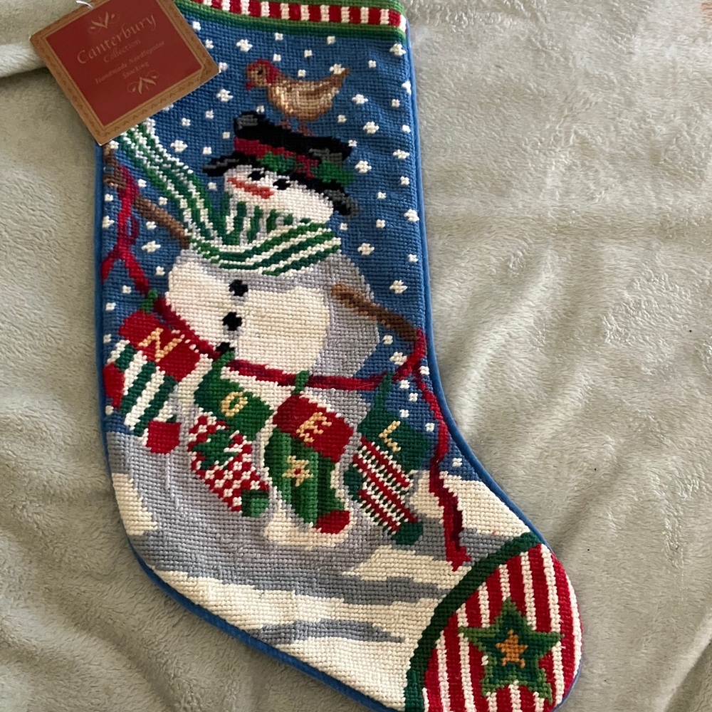 Canterbury Blue and Red Snowman Christmas Stocking